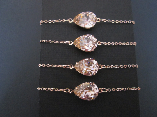 Bridesmaids Bracelets, Set Of 2, 3, 4, 6 Rose Gold Swarovski Blush Bridesmaid Bracelets