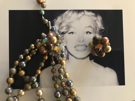 Lovely Earth Tone Marked Japan Necklace & Clip On Earrings Set