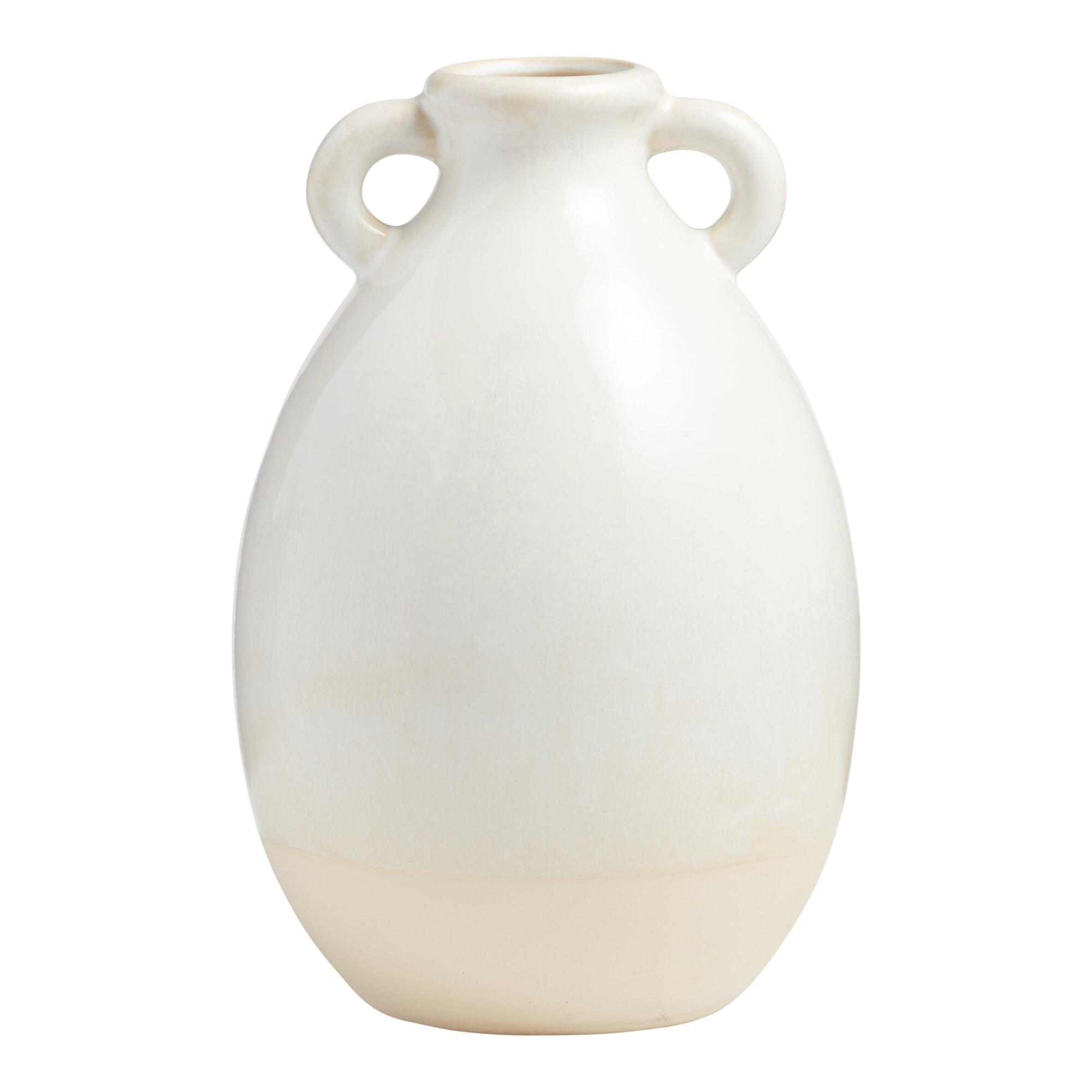 Ivory Pearlescent Reactive Glaze Olivia Jug Vase: White - Ceramic by World Market