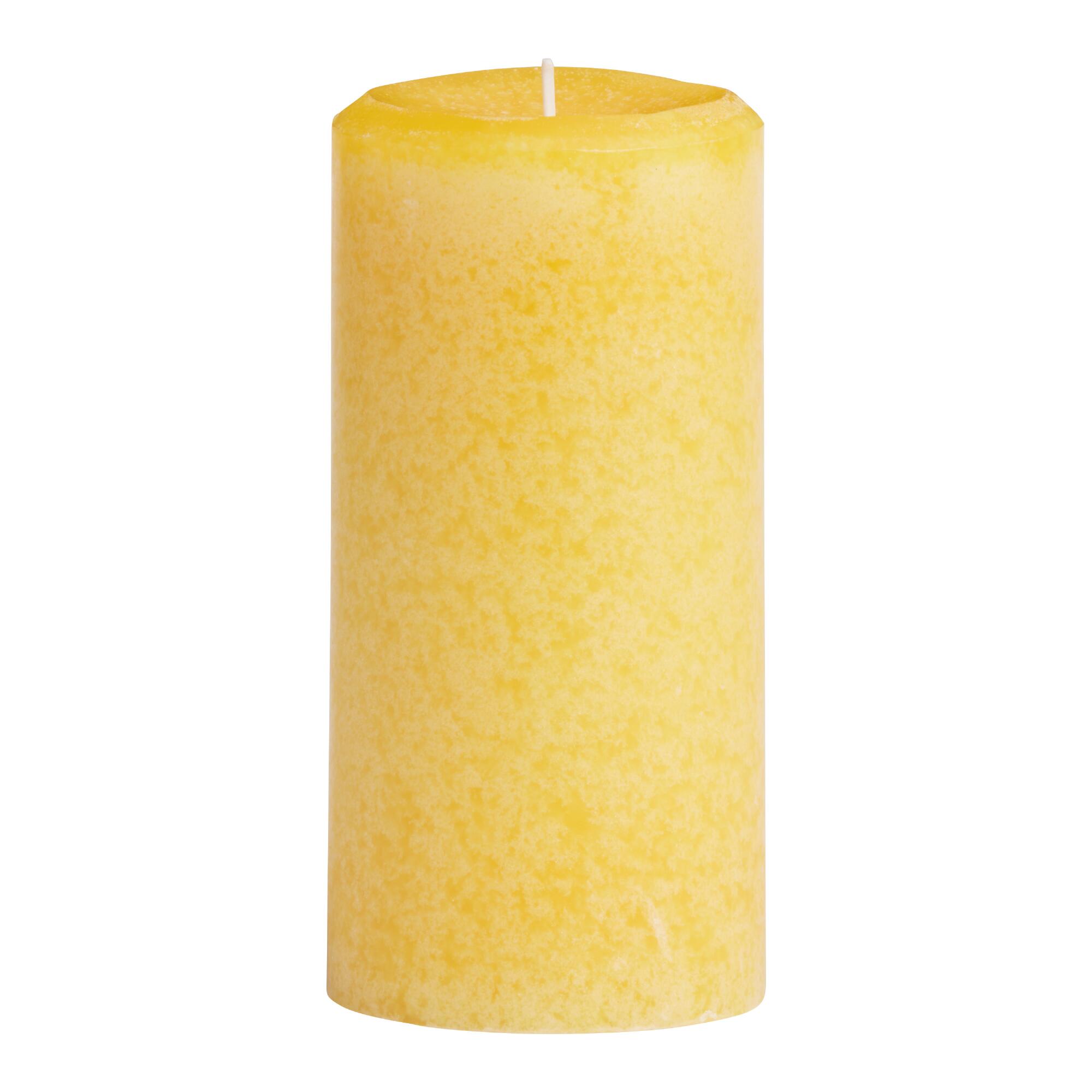 3x6 Limoncello Mottled Pillar Scented Candle: Yellow - Scented Wax by World Market