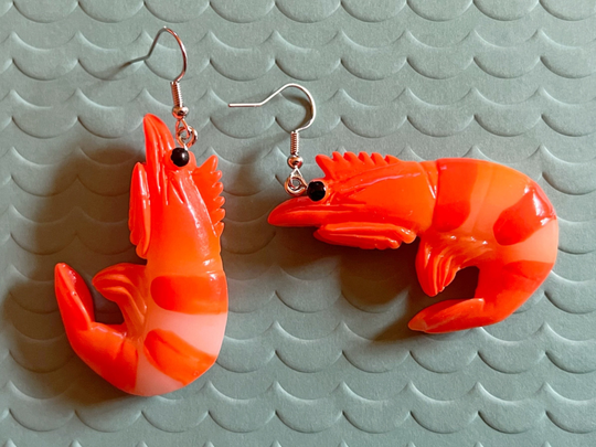 Shrimp Earrings | Heavy Seafood, Fish, Animals, Crustaceans, Food Earrings, Gifts For Her/Him/Them