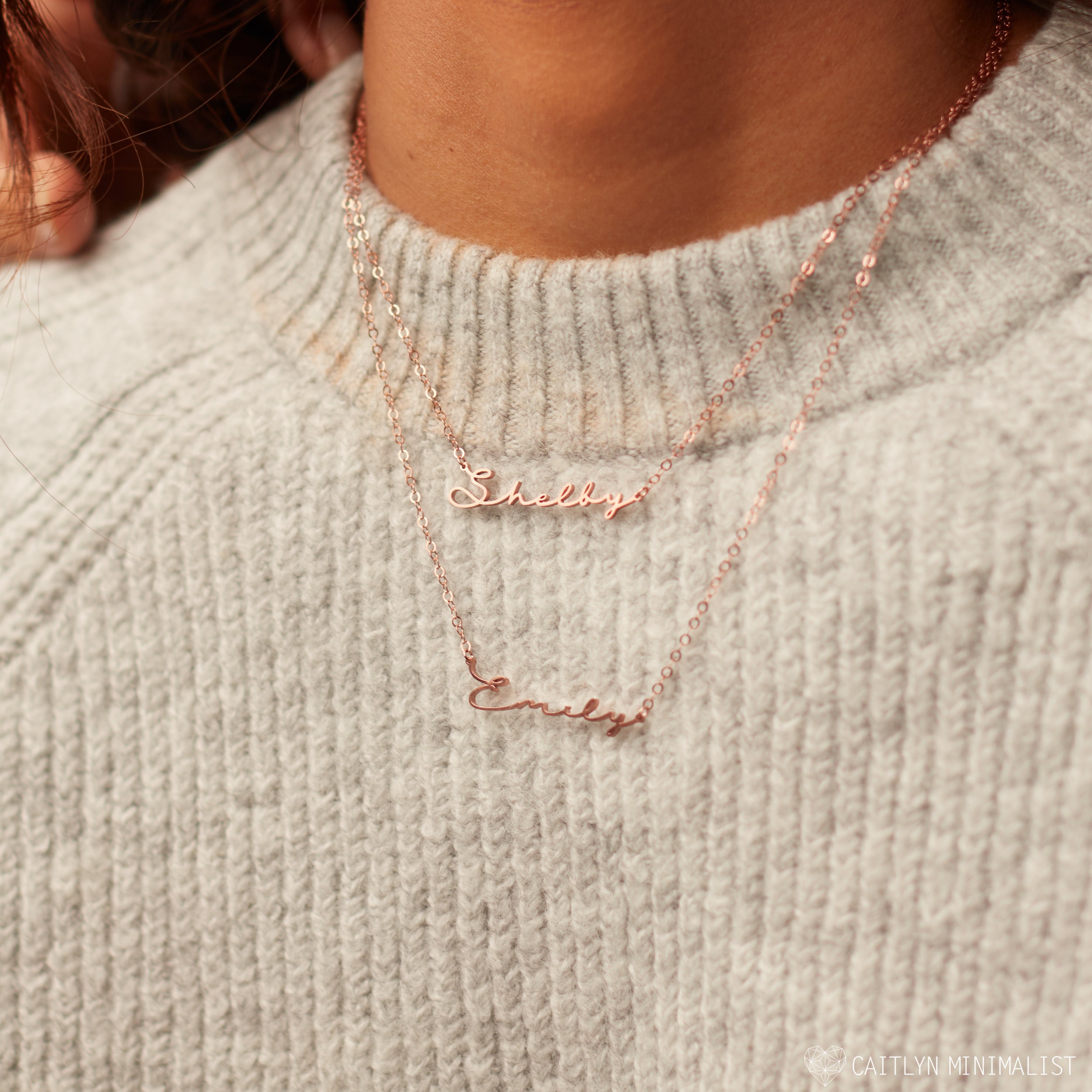 Double Chain Name Necklace Personalized Layer Dainty Names Jewelry Children Mothers Gift Nh08F66
