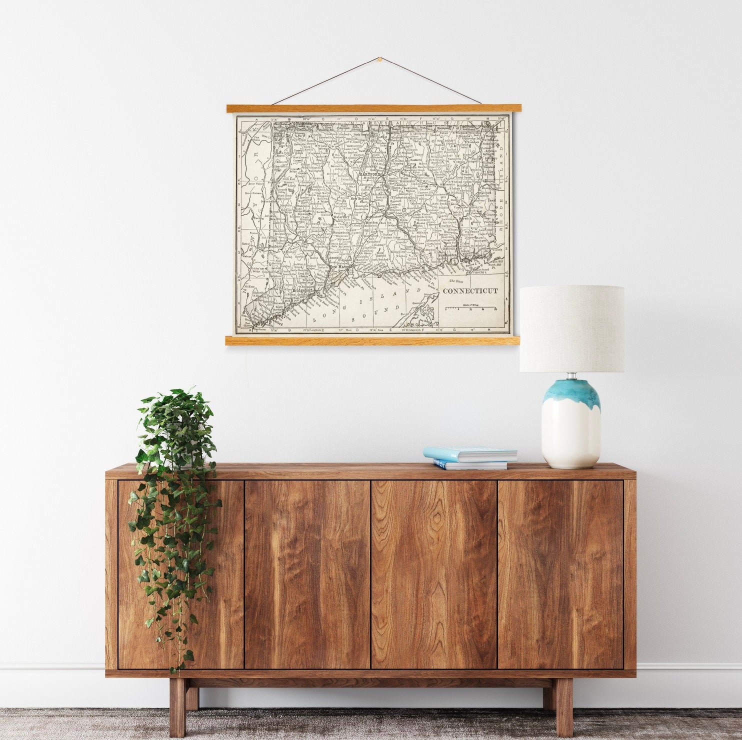 Connecticut Antique State Map Print | Canvas Art Printed Marketplace