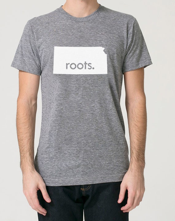 Kansas Ks Roots Tri Blend Track T-Shirt - Unisex Tee Shirts Size S M L Xl
