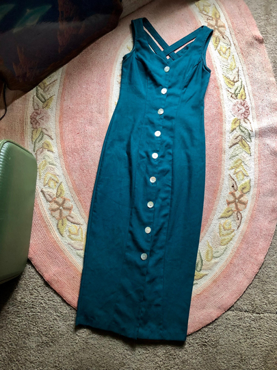 Amazing 1980's/90's Vintage Linen Blend Dress Women's Size Xsmall/Small