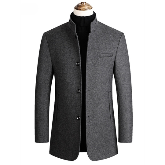 Winter Coat Men Wool Blends Fleece Warm Overcoats Mens Thick Woolen Jackets Solid Color Business Casual Outerwear Wool Coats Men - gray, xl - xl grey