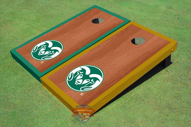 Corn Hole Ncaa Colorado State University Rams Logo Rosewood Alternating Border Cornhole Boards