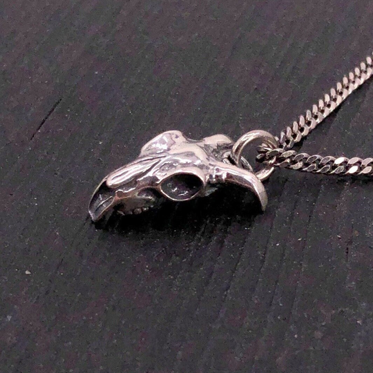 Ram Skull Charm Pendant Necklace - Solid 925 Sterling Silver Oxidised Hand Polished Finish Aries Goat Baphomet Jewelry Gift