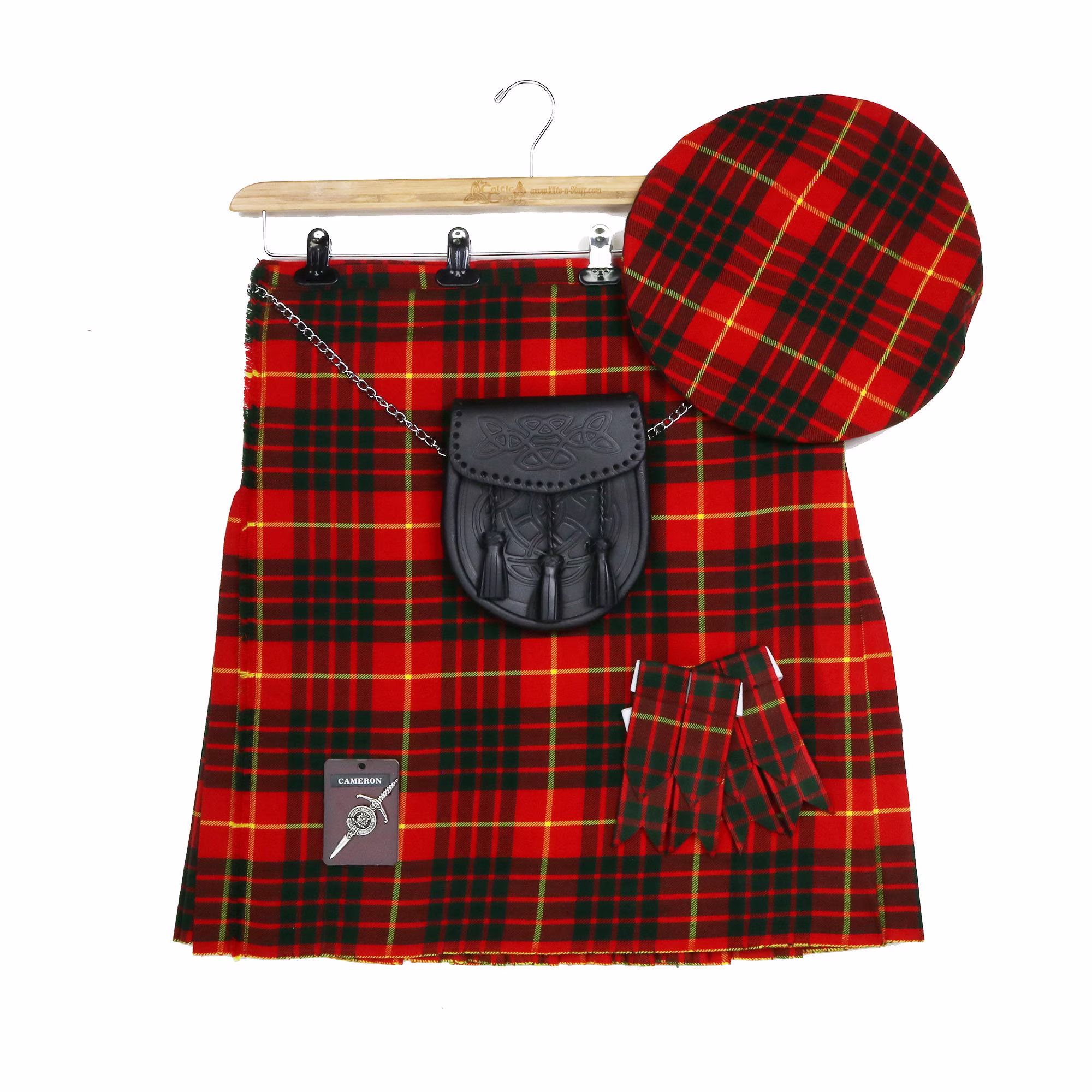 Cameron Modern Wool-Blend Homespun Tartan Kilt & Accessories Bundle