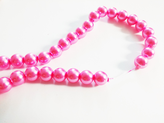 10mm Glass Pearls Pink Beads Bulk 32" 85 Pieces