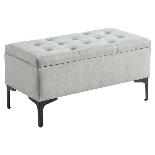 Worldwide Homefurnishings Modern Light Grey Polyester/Polyester Blend Rectangle Integrated Storage Ottoman in Gray | 402-529LG/BK