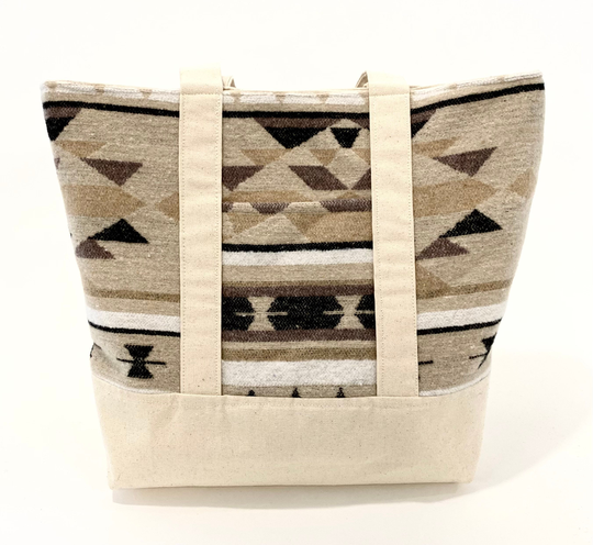 Wool Blend Southwest Print in Cream Colors With 100% Cotton Canvas Bag
