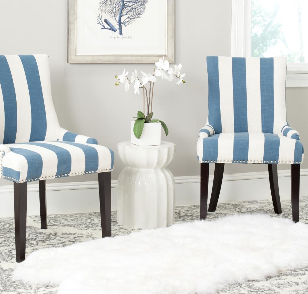 Safavieh Lester Contemporary/Modern Polyester/Polyester Blend Upholstered Side Chair (Wood Frame) in Blue | MCR4709AJ-SET2