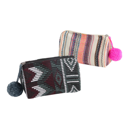 Multicolor Geometric Upcycled Zip Pouch: Blue by World Market