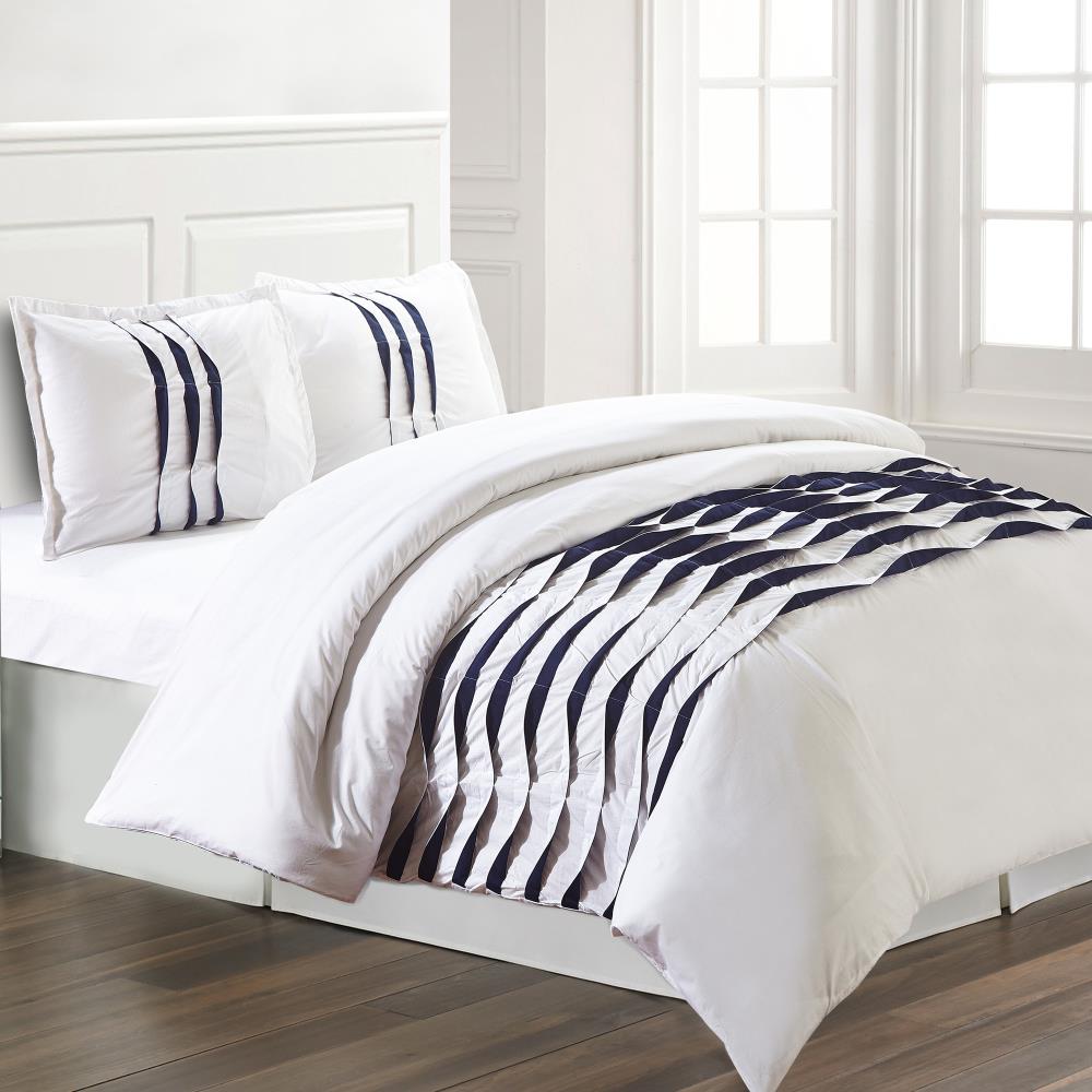 Amrapur Overseas Cotton duvet set Navy Multi Reversible Queen Duvet (Blend with Polyester Fill) | 3DVTCTNG-ISN-QN