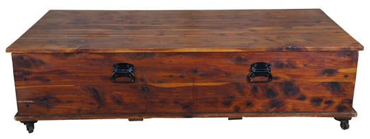 Antique Rustic Industrial Cedar Coffee Cocktail Table Trunk Blanket Chest Coffer