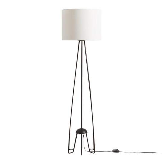 Black Iron Hairpin Kent Floor Lamp - Natural Fiber by World Market
