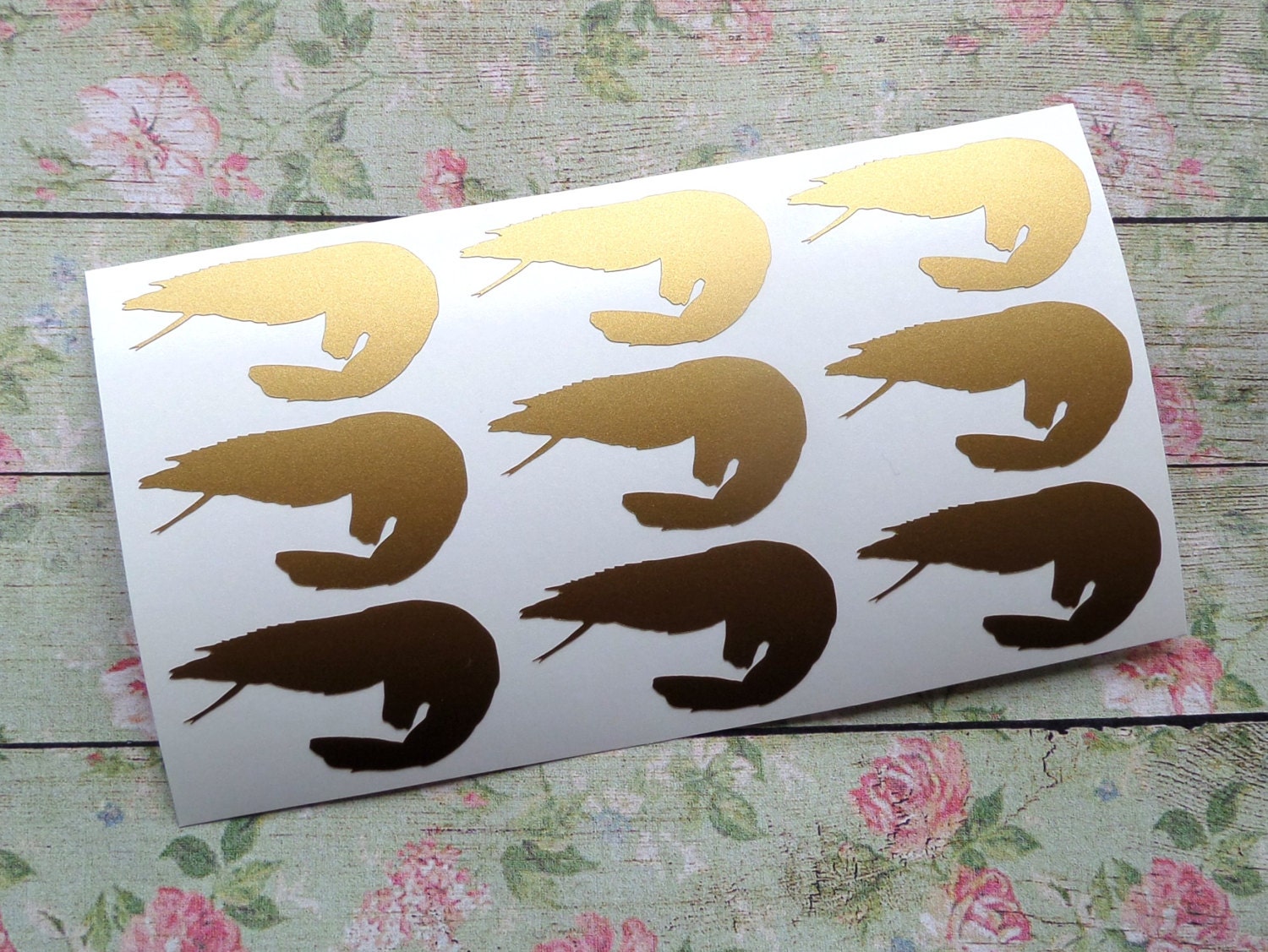 40 Vinyl Shrimp Stickers, Shrimp Decals, Under The Sea Party, Removable Wallpaper, Vine Glass Decal, Seafood