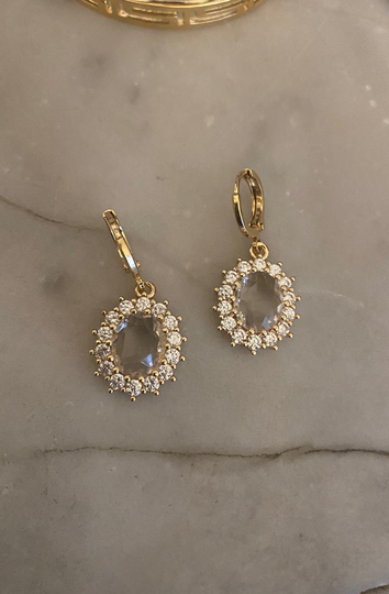 Crystal Clear & White Jewel Huggie Hoop Earrings