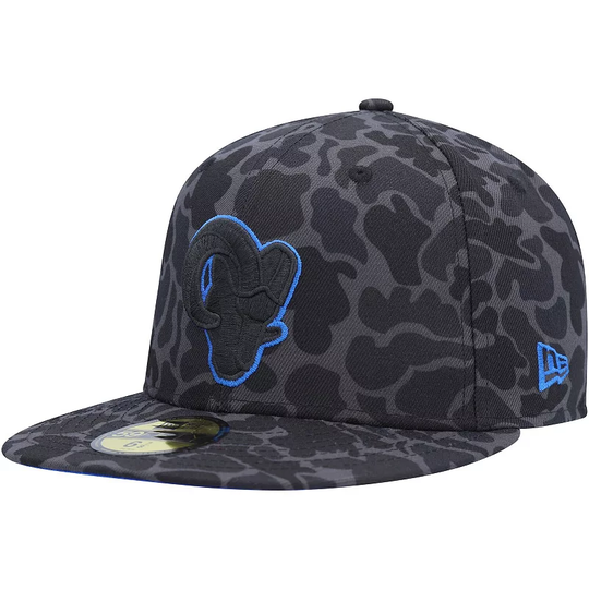 Men's New Era Black Los Angeles Rams Amoeba Camo 59FIFTY Fitted Hat, Size: 7 5/8