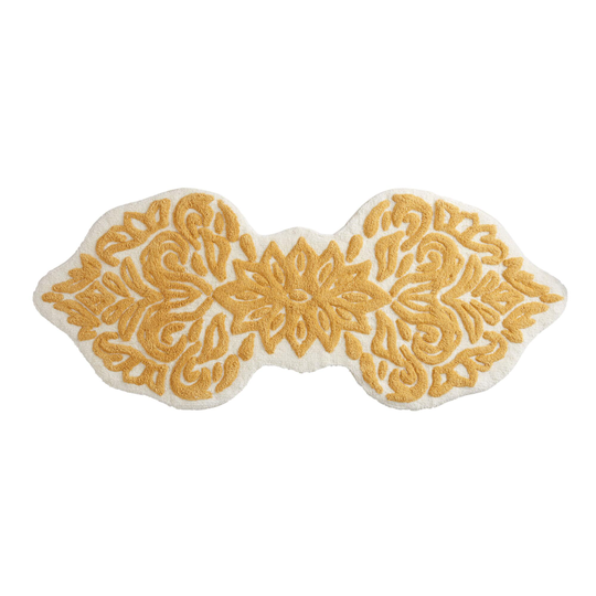 Oversized Mustard And White Floral Aura Bath Mat: White/Yellow - Cotton by World Market