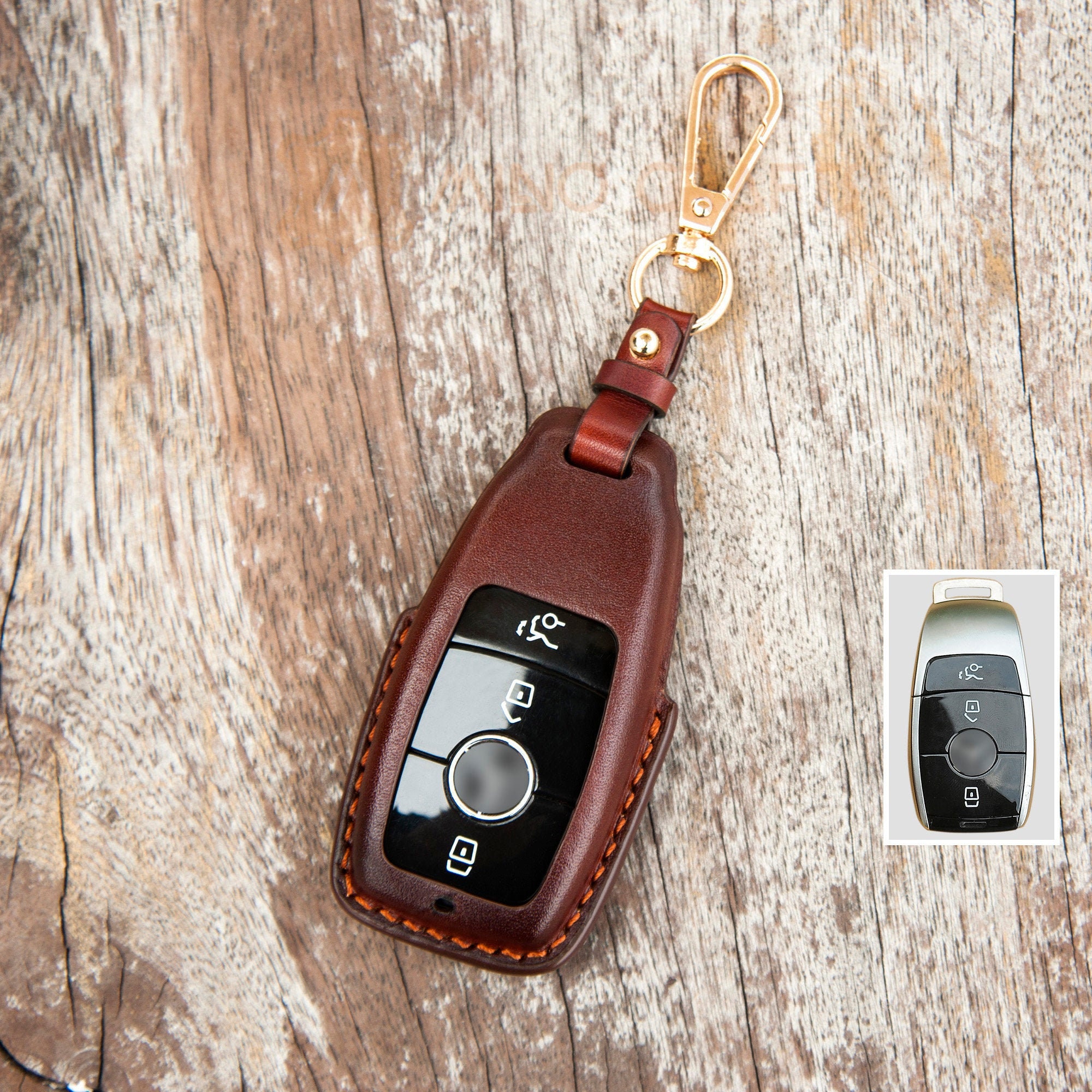 Minocrafts For Mercedes Key Fob Cover Leather Case Compatible Mercedes-Benz - E Class S W213 Car Gifts Men