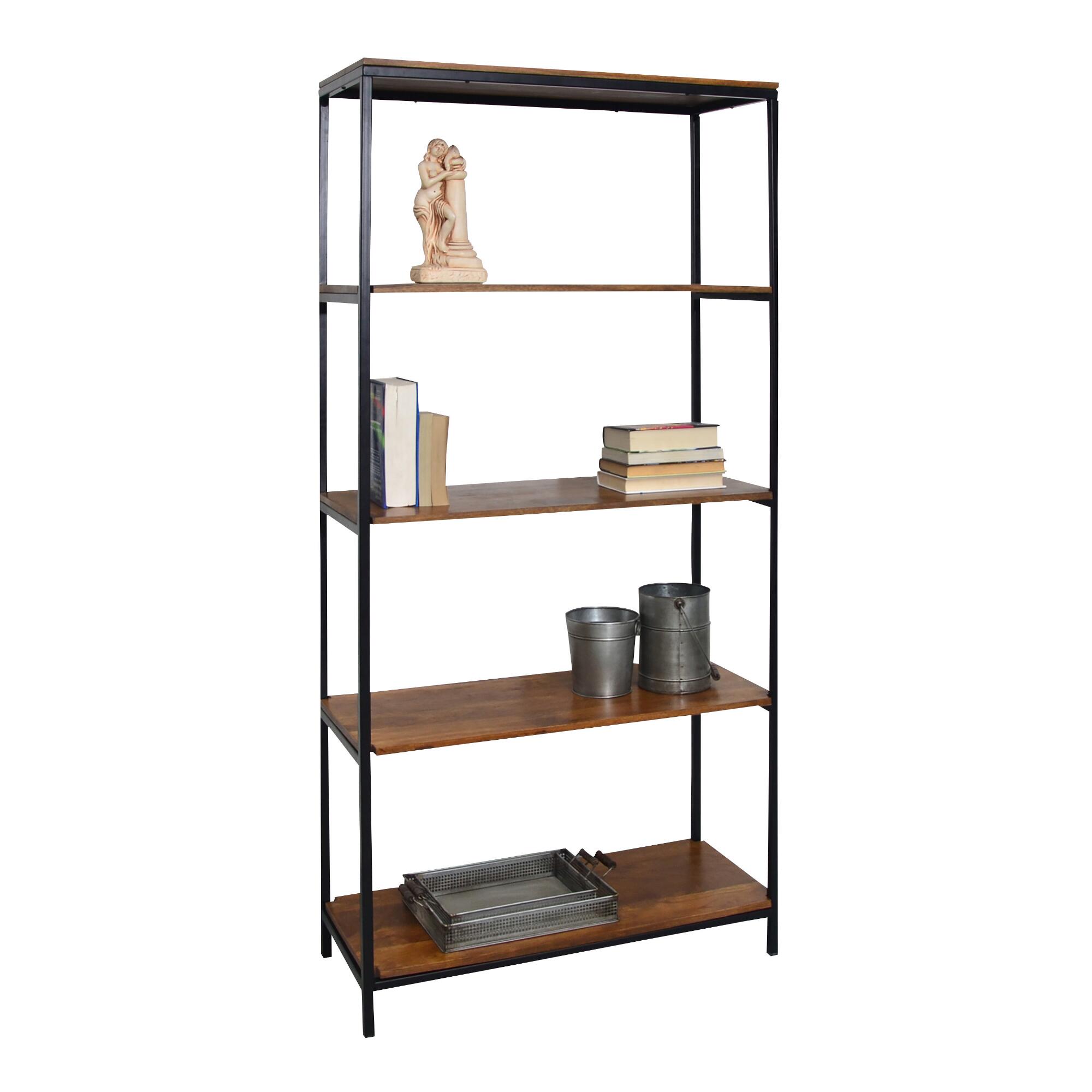 Chestnut Wood and Black Metal Williard Bookshelf by World Market