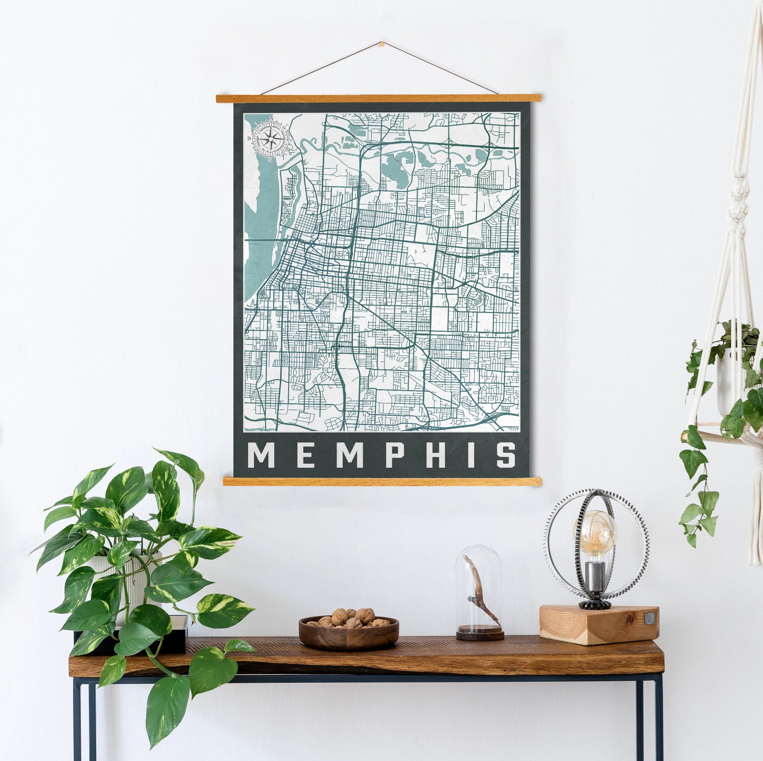 Memphis Tennessee Street Map | Hanging Canvas Of Printed Marketplace