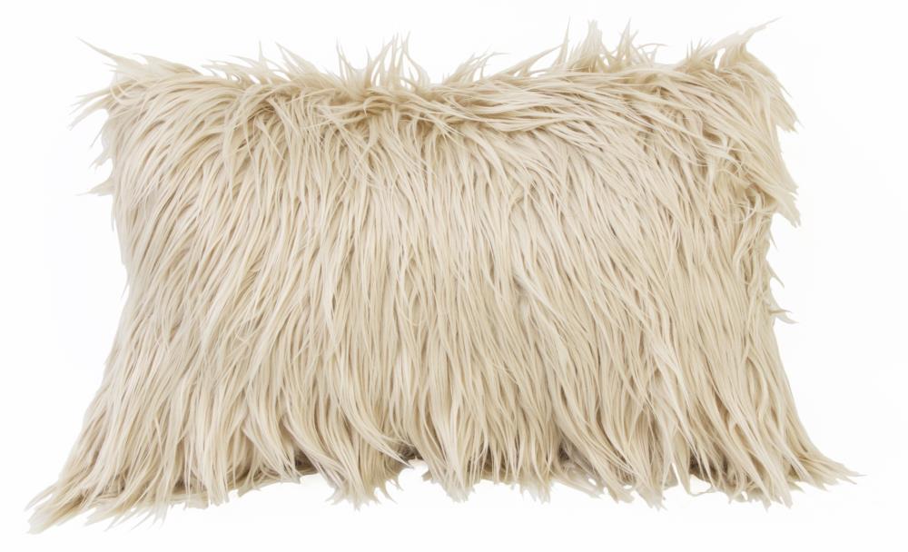 Decor Therapy Thro by Marlo Lorenz 14-in x 22-in Oatmeal Acrylic Blend Faux Mongolian Indoor Decorative Pillow Polyester in Off-White | TH012335005E