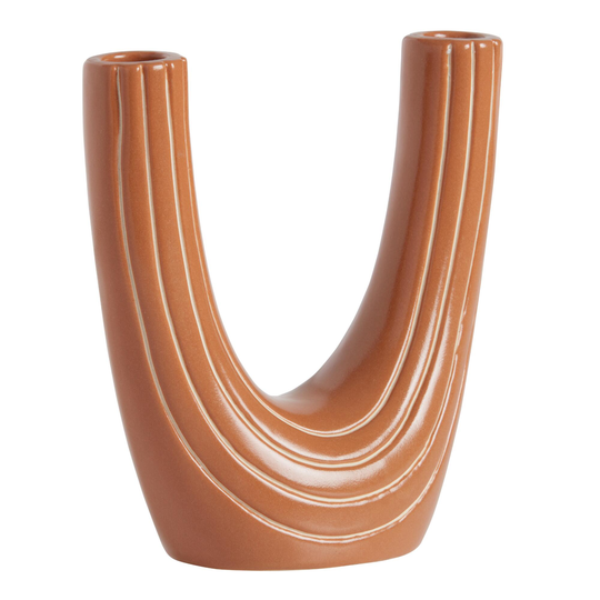 Brown Ceramic U Shaped Vase by World Market