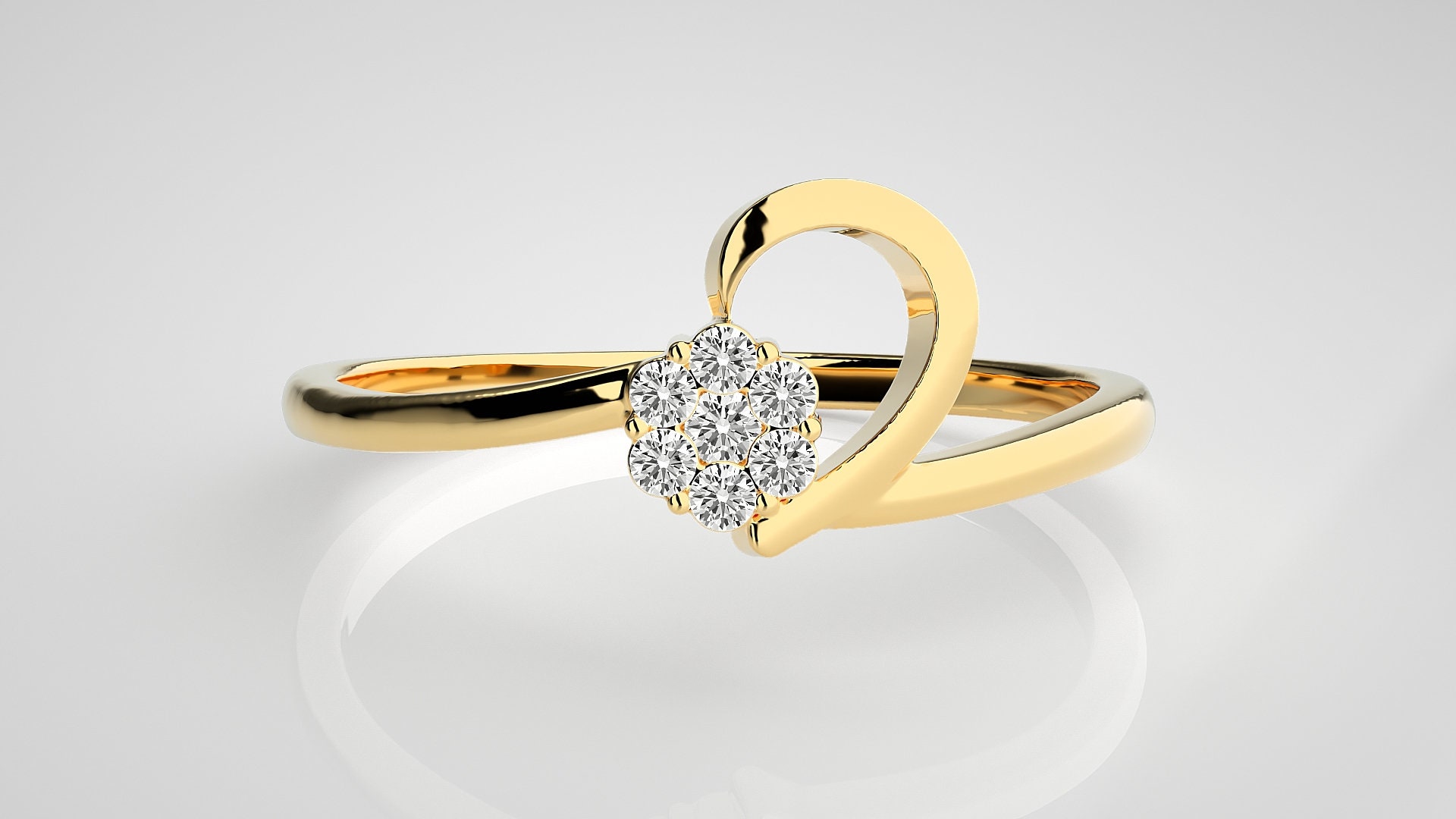 stackable Ring/14K Yellow Gold Diamond Promise Cluster Unique Anniversary Ring, Solid