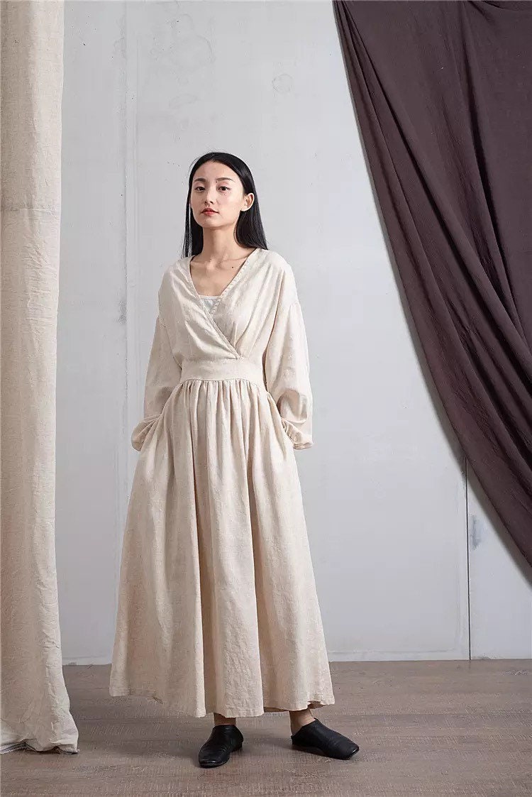 Cotton Linen Blend Long Dress