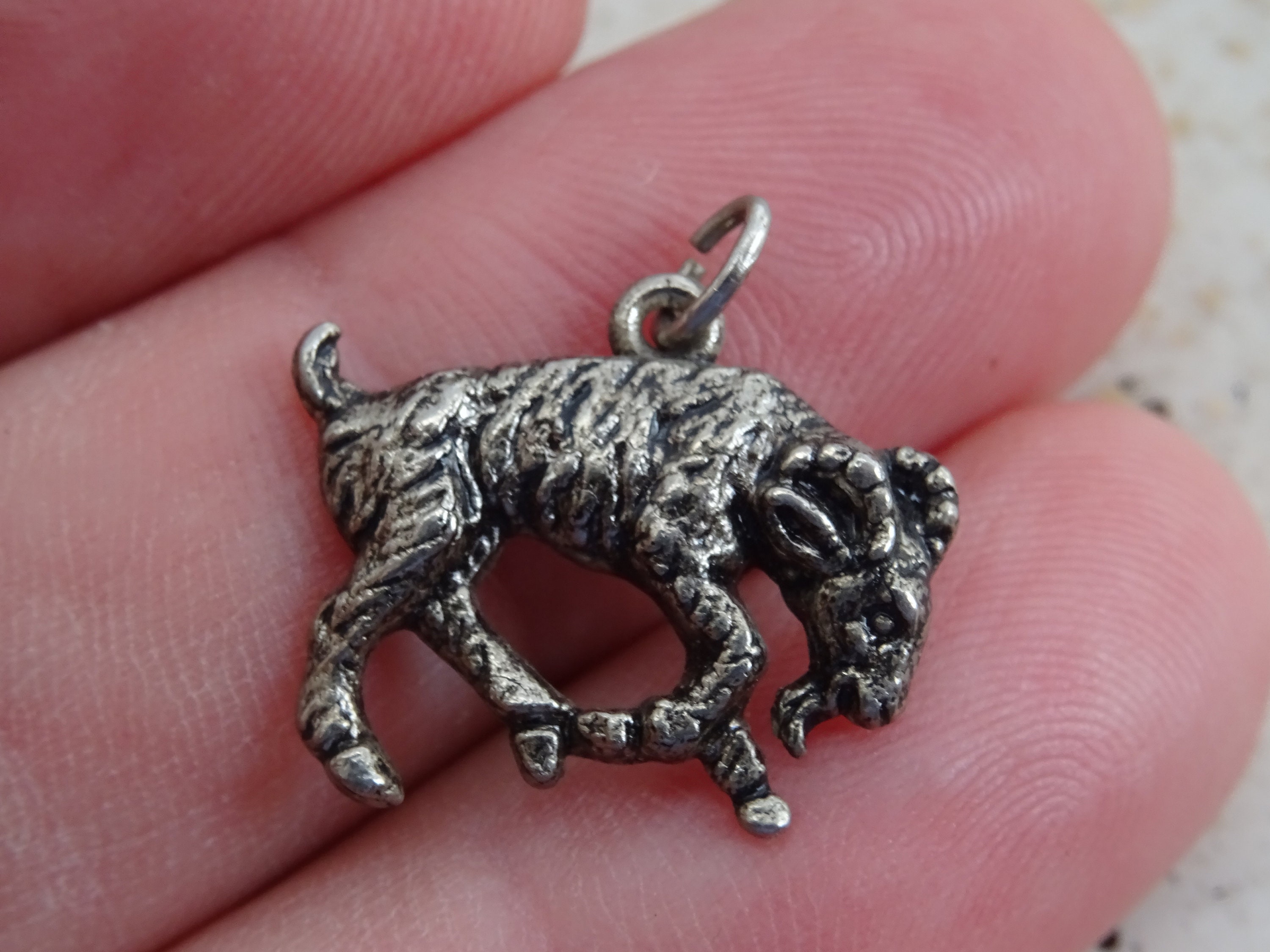 Vintage Silver Plated Zodiac Constellation Medal Pendant Charm Medaillon Medallion Sign Of Aries Ram 16