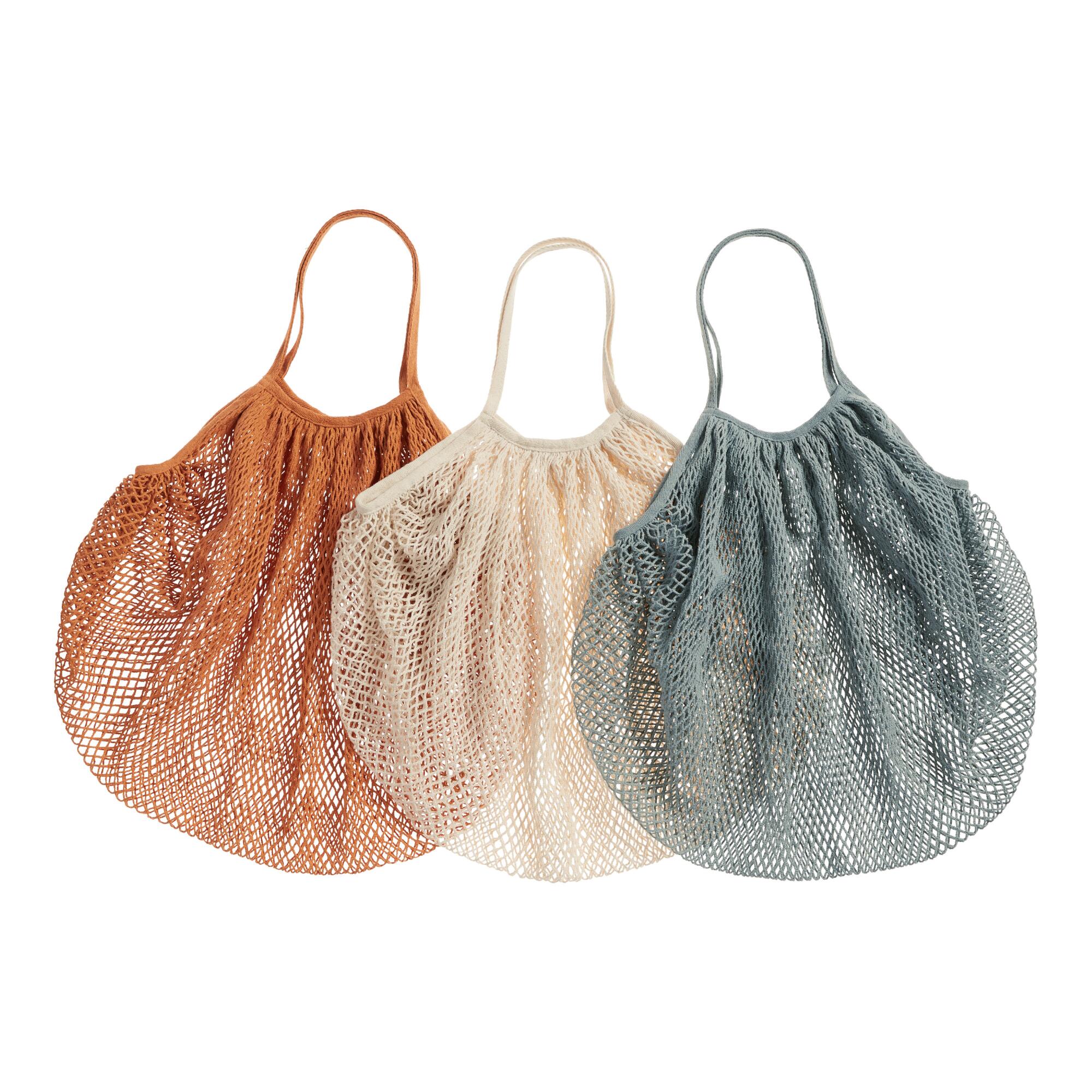 Cotton Fishnet Farmers Market Tote Bags Set of 3 by World Market