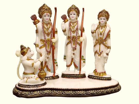 Hand Carved Ram Darbar Murti/statue/Idol, Height-8 Inches, Material-Polyresin & Marble, Made in India