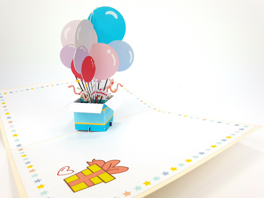 Big Ballon Pop Up Kirigiami 3D Cards Handmade Uniqe Birthday, Wedding, Baby Shower, Anniversary, Father's Day, Mother's