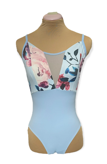 Blue Adult Floral Design Leotard