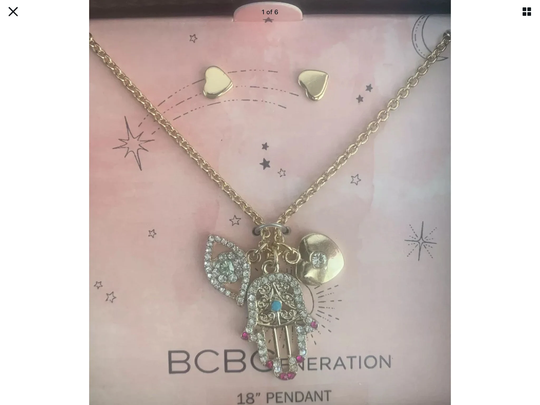 Evil Eye Necklace With Heart Earrings