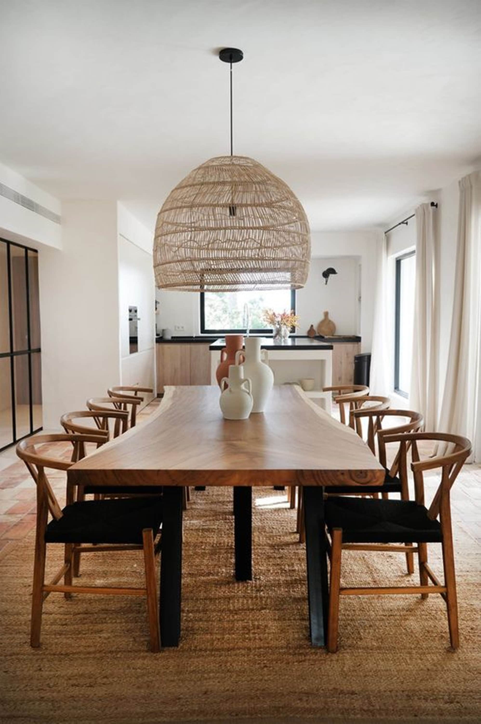 Live Edge Dining Table, Kitchen Walnut Mid-Century Farmhouse Solid American