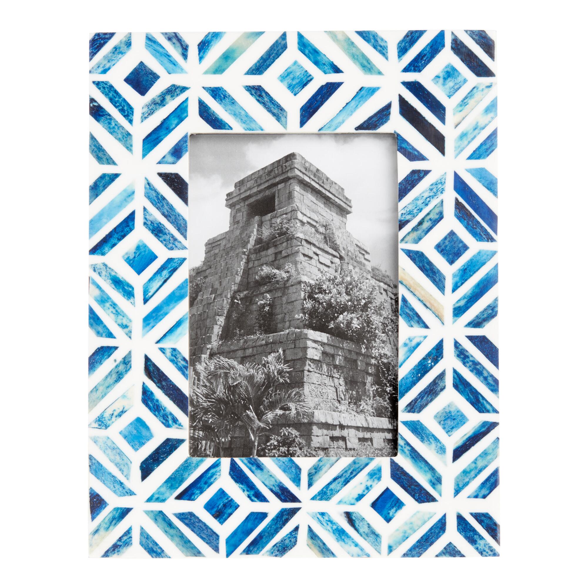 Blue and White Deco Tile Bone Frame by World Market