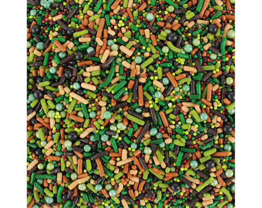 Camo Sprinkle Blend - An Exclusive Mix Of Soft Jimmies, Crunchy Non-Pareils, & Sugar Pearls, in Outdoorsy Shades Green, Brown, & Black