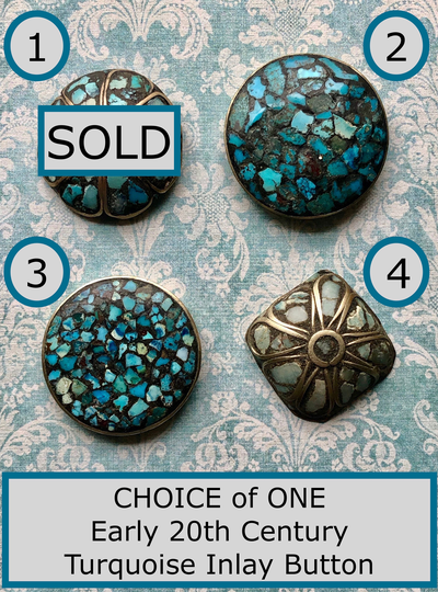 Choice Of One Early 20Th Century Turquoise Chip in Black Matrix Button Nbs Medium