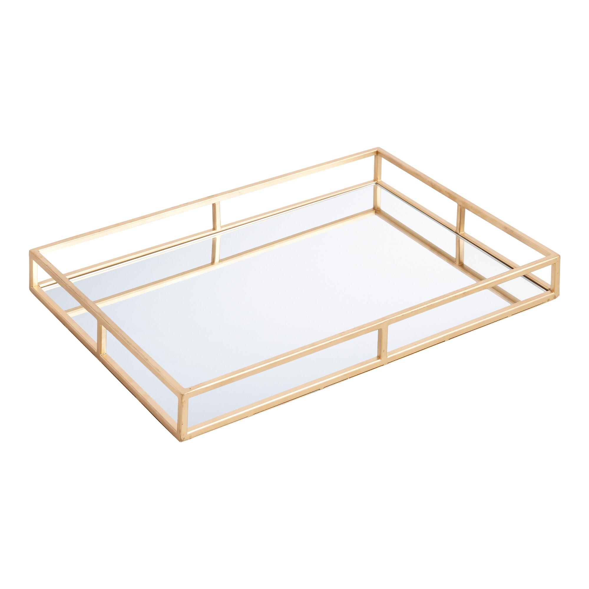 Antique Brass Mirrored Cole Bar Tray by World Market