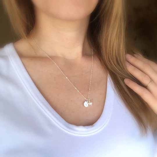 Personalized Initial Necklace With Pearl, Single Initial, Custom Letter, Sterling Silver Monogram Necklace, Freshwater Pearl