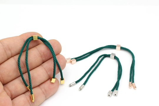 Half Finished Cord Bracelet, Adjustable Slider Stopper Bead Connector Charms For Original Personality Jewelry Making Supplies, 24cm, Blz-53