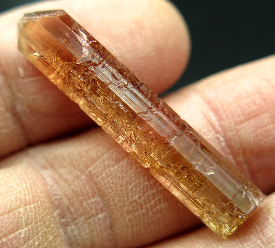 19.5 Carat Etched Tourmaline From Baixão Claim Taquaral, Itinga, Mg Brazil Juicy