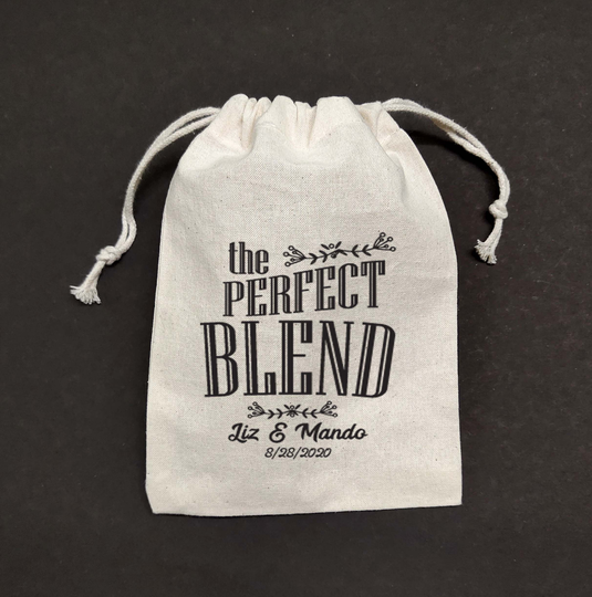 Set Of 20/30 Perfect Blend Coffee Wedding Favor Bag - Favors For 4x6 5x7 6x8 8x10 Drawstring Personalized Custom Cotton