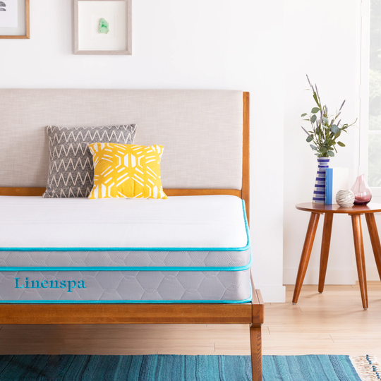 Linenspa Essentials AlwaysCool 10-in Twin Hybrid Memory Foam/Coil Blend Mattress in a Box in White | LSES10TTGFSP