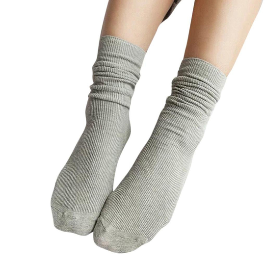 Fashion Girl Women Soft Knitting Socks Casual Cotton Blend Middle Tube Stockings - gray - grey