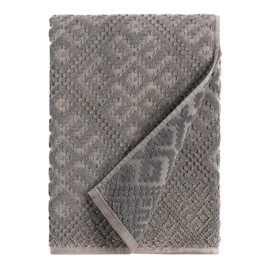 Charcoal Gray Sculpted Geo Nova Bath Towel - Cotton by World Market
